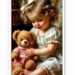 Little Girl with Teddy Bear – Warm Childhood Atmosphere
