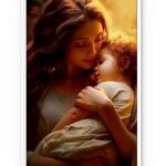 Mother Embracing Her Child – Expressive Art with Bold Colors