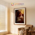Mother Embracing Her Child – Expressive Art with Bold Colors - Image 2